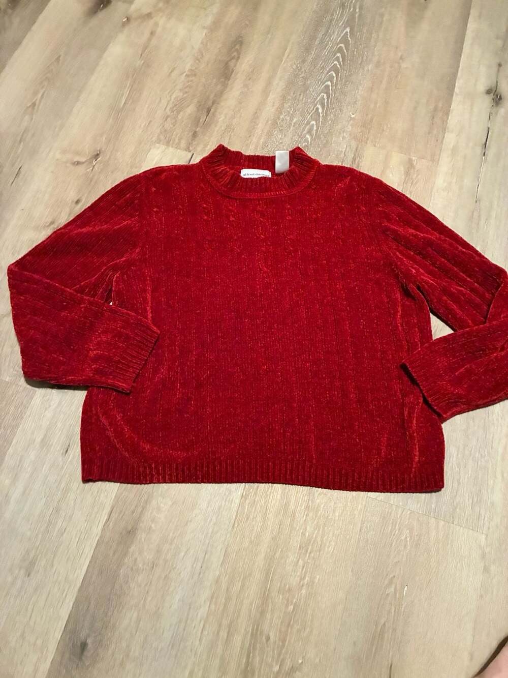 Alfred Dunner Red Chenille Mock Neck Long Sleeve Sweater Size L